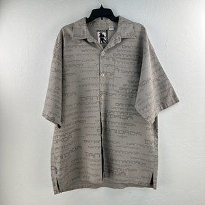 Vtg 90s Dada Damani Button Shirt‎ XL Hip Hop Street Linen Blend Baggy AOP LOGO